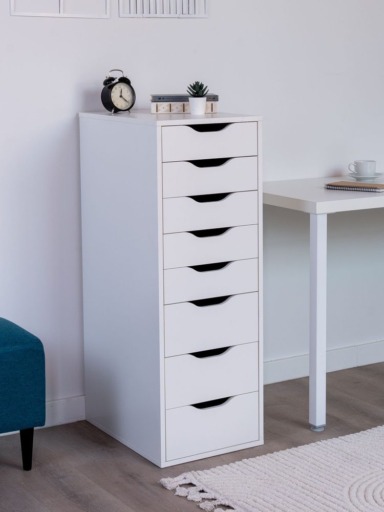 Комод Ингар, 8 ящиков, 36x102x53 см, белый
