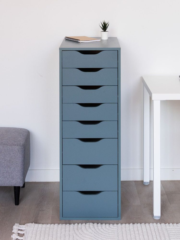 Комод Ингар, 8 ящиков, 36x102x53 см, серо-бирюзовый