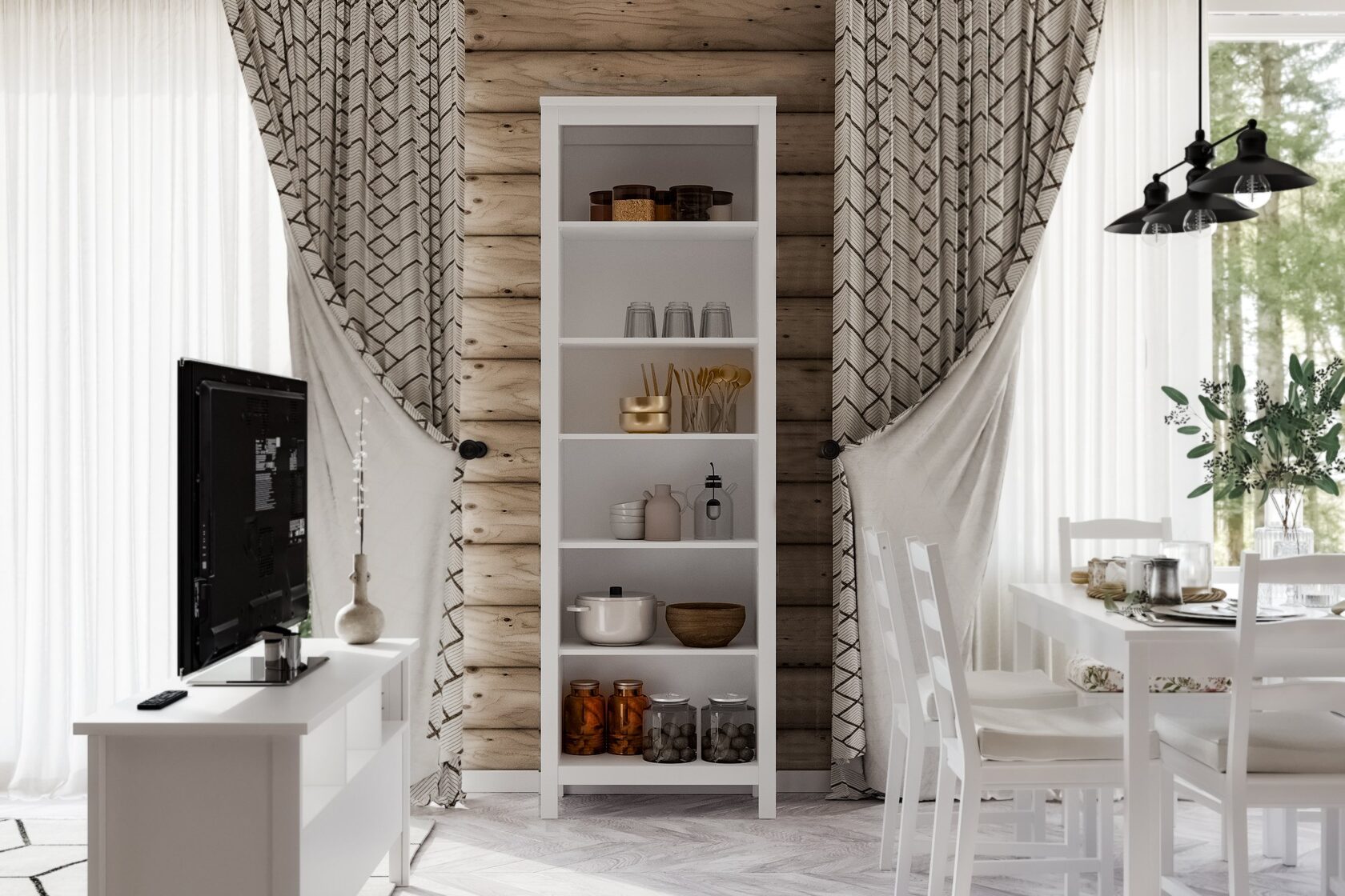 Стеллаж Сага, 70х42х215 см, белый