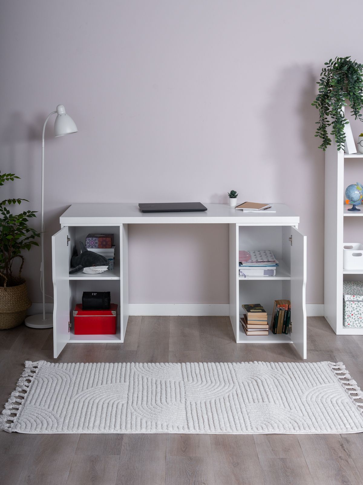 Стол письменный ИНГАР, 2/ДВ/ДВ 140x75x55, белый