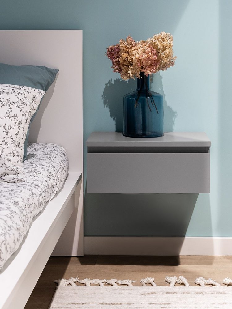 Тумба прикроватная подвесная Варма 50х21х30, серая